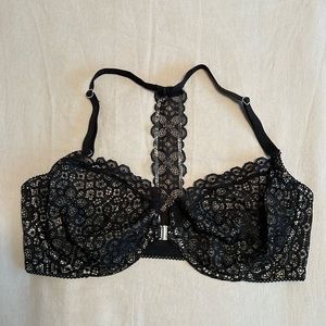 Victoria's Secret Dream Angels Lace Racerback Unlined Demi Bra in Black 38D